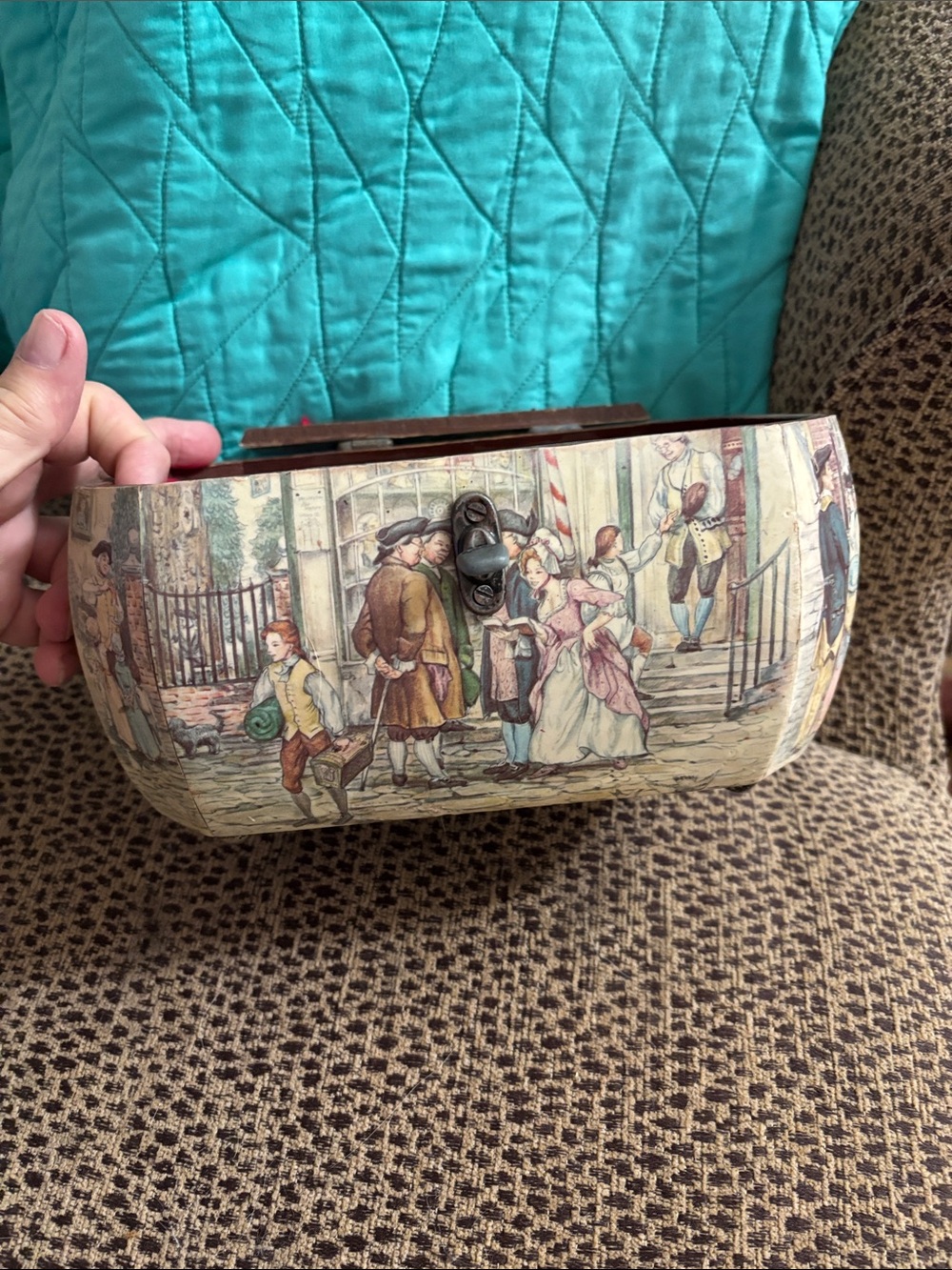 Vintage-Style Painted Découpage Purse Bottom